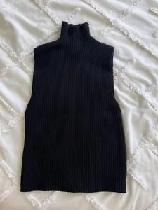 Zara Black Ribbed Knit Crop Top Turtleneck Medium - Picture 1 of 4