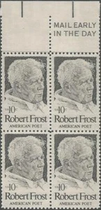 Mail Early Block of 4 stamps - Scott 1526 - 10 cent - Robert Frost - 1974 - MNH - Picture 1 of 1