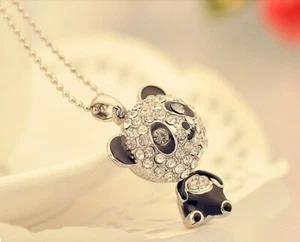 Panda Anhänger inkl. Kette Bär Halskette Geschenkidee chain - Picture 1 of 4