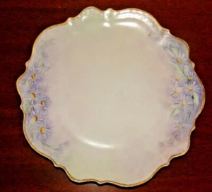 CT Tielsch Altwasser Plate Hand Painted Purple Daisy Scalloped Edge Circa 1909 - Picture 1 of 8