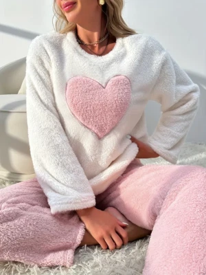 Damen Schlafanzug Pyjama Winter Fleece Kuschelig Flauschig Warm Weich Frauen Set - Bild 1 von 4