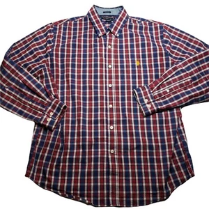 US Polo Assn Red White Blue Plaid Button Down Shirt Long Sleeve Size XL Crest - Picture 1 of 8