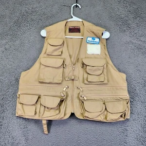 American Fisherman Fishing Vest Utility Pockets Shimano Patch Tan Size M - Picture 1 of 11