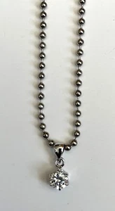 Necklace (16") Silvertone Round Stone w/Gift Box - Picture 1 of 2