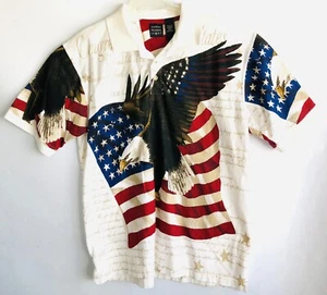 Cotton Traders Sport Mens L Red White Blue USA Flag Eagle Patriotic Polo Shirt - Picture 1 of 3