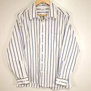 John Henry Dress Shirt Men's 16.5-33 White Striped Long Sleeve Polyester Blend - Picture 1 of 10