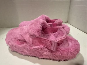 Nike Mule Shoes Womens Size 9 Pink Fuzzy Faux Fur Comfort Slippers FZ3119-600 - Picture 1 of 6