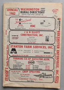 1982 Washington County Kansas Vintage Rural Resident Farm Directory & Maps - Bild 1 von 11