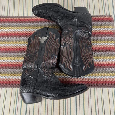 Harley-Davidson Boots Mens Size 10.5 Black Flame Snakeskin Limited Edition - Image 1 of 4
