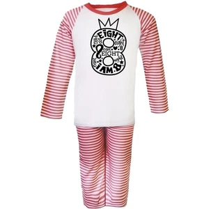 Kids Birthday Number Pyjama Set Age 7-8 Girls Boys Striped PJs Long B-day Gift - Picture 1 of 2