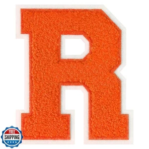 Flixleap 4-1/2" Large Size Orange Chenille Letter Patches Iron on Letter Patc - Picture 1 of 5