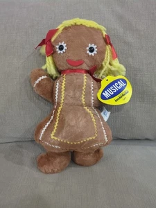 Knickerbocker Gingerbread Girl Musical Plush Stuffed Doll Lady Vintage 12" - Picture 1 of 8
