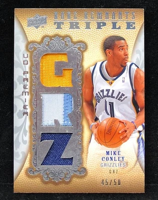 MIKE CONLEY 2008-09 UPPER DECK PREMIER RARE REMNANTS NBA TRIPLE PATCH /50 - Image 1 of 2