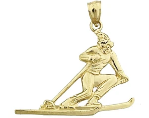 Colgante de esquí masculino de oro de 14K - Imagen 1 de 6