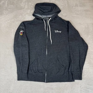 Disney Employee Mickey Mouse Hoodie Mens L Black Preowned Flaws Fleece Full Zip - Picture 1 of 8