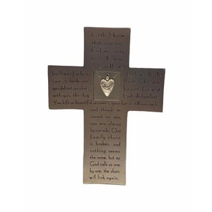 Memorial Cross Wall Hanging Decor aluminum Cross Measuring 7 inch X 5 inch - Picture 1 of 2
