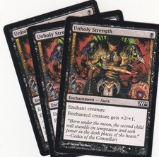 3 x Unholy Strength common enchantment from M10 (MTG)