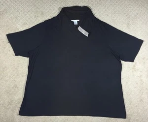 NWT Women's Gillian Grey Drape Cowl Neck Black Knit Top-Size 3X - Picture 1 of 2