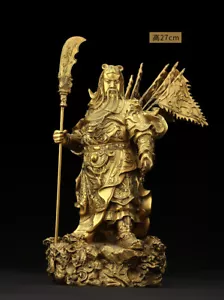 25cm,China Feng shui brass copper Guan Gong Yu Warrior wealth God Sword Statue - Picture 1 of 2