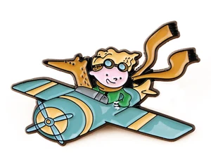 Insignia de pin esmalte de 1,6" The Little Prince Fox avión piloto Le Petit Le Petit - Imagen 1 de 3