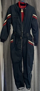 Vintage 70s Snowmobile Snowsuit Womans Size 10-12 Red/White/Blue Insulated Zip - Picture 1 of 13