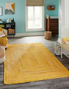 Alfombra Corredor Natural Hecho a Mano Algodón Rectángulo Alfombra Hecho a Ma... - Imagen 1 de 8