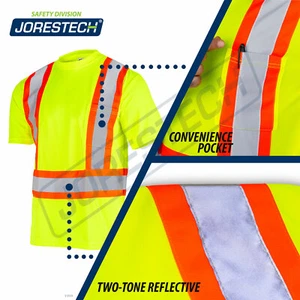 Hi Vis Shirt ANSI Class 2 Reflective Safety Short Sleeve HIGH VISIBILITY - Picture 1 of 17