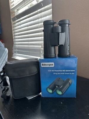New Adorrgon 12x42 Powerful Binoculars Clear Low Light Vision Cell Phone Adapter - Image 1 of 4