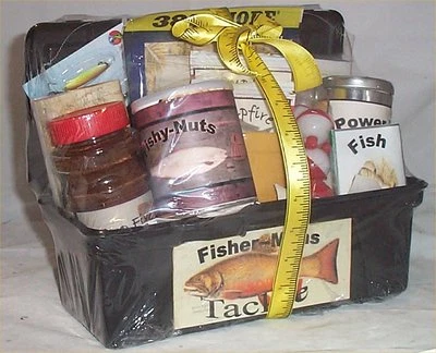 HANDMADE Tackle Box Men Gift Basket Fun Fishing Gift Basket Men Lure Coffee Hot Chocolate