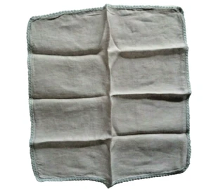 Vintage Beige Hanky Handkerchief w light blue edging - Picture 1 of 1