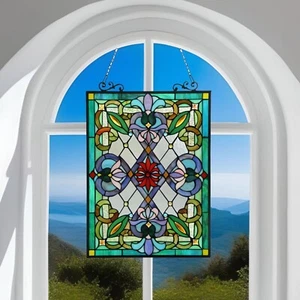 Tiffany Stil Buntglas Fenster Panel Sonnenfänger - viktorianisches Motiv 18x26in - Bild 1 von 6