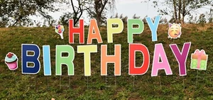 Happy Birthday Yard Sign Lawn Letters and Decorations 17 pcs Stakes Included - Picture 1 of 6