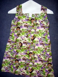 Dora Camoflauge Print Handmade Cream  Cotton  Sleeveless Jumper Dress Size 6 - Picture 1 of 7