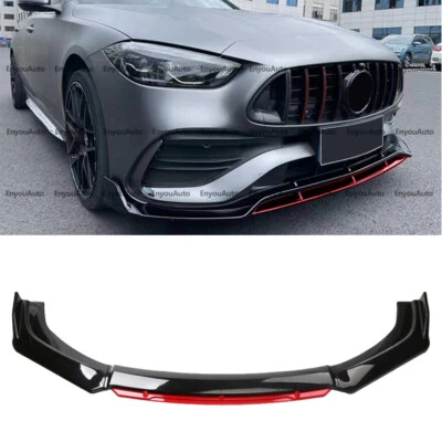 For Mercedes-Benz AMG35 AMG45 GT Front Bumper Lip Spoiler Splitter Black Red - Image 1 of 4