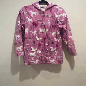 Hatley Horse Print Pink Raincoat Size 8