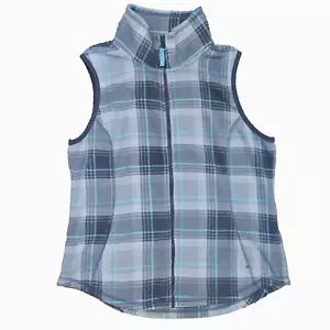 Made for Life Women’s Vest Gray Teal Plaid Fleece Warm Lightweight Sz PS - Picture 1 of 9
