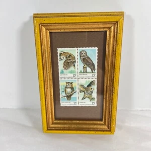 Vintage 1978 Owl Stamps Wildlife Conservation Framed 15 Cent US Postage Stamps - Picture 1 of 5