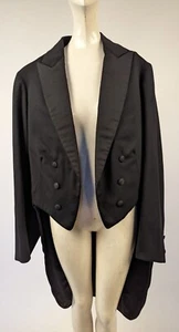 BEAUTIFUL EDWARDIAN MEN’S BLACK TUXEDO JACKET W TAILS - Picture 1 of 4