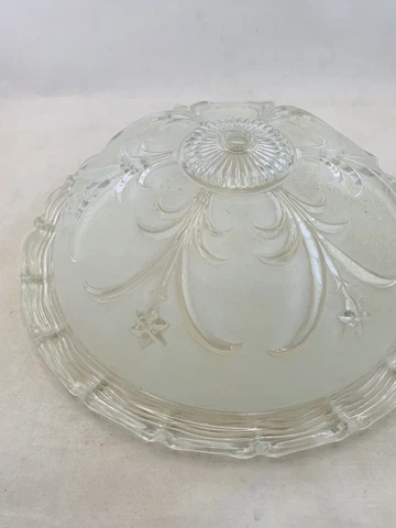 ART DECO 1930's FROSTED /GLASS CEILING /scalloped LIGHT FIXTURE SHADE 12” Cover