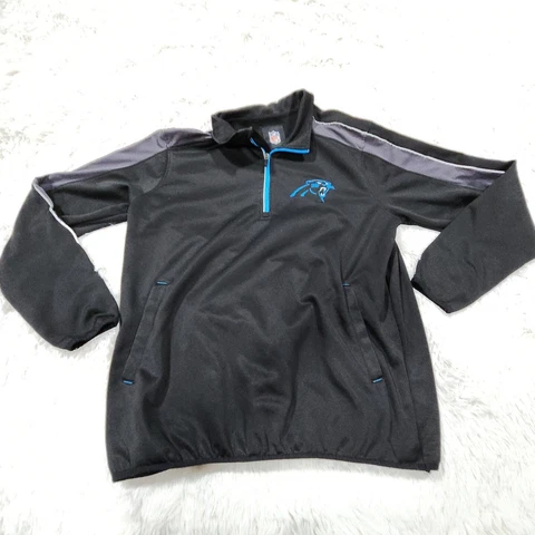 NFL Carolina Panthers 1/4 Zip Pullover Jacket Mens Size XL Black Fleece Football Cover
