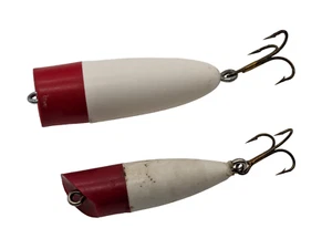 Lot Of 2 Unbranded Red/White Popper Fishing Lure/Plug- 2" & 1.75"-Free Shipping - Picture 1 of 13