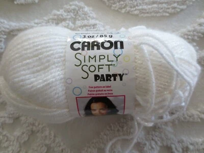 3 oz. Caron SIMPLY SOFT PARTY 99% Acrylic 1% Polyester #0001 SNOW SPARKLE YARN - Image 1 of 4
