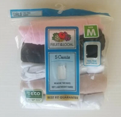 Camis Fruit of the Loom Niñas 5 Algodón Etiqueta Gratis Talla M ¡NUEVAS CON ETIQUETAS! Foto 1 de 2