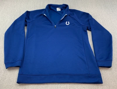 Indianapolis Colts 1/4 молнии свитер Adidas мужской размер M синий подкова логотип полоски - Изображение 1 из 4