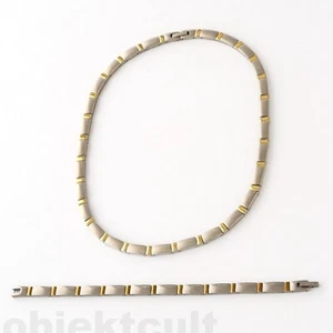 Conjunto de joyas Boccia Titanium Bicolor: brazalete pulsera + collar chapado en oro. - Imagen 1 de 8