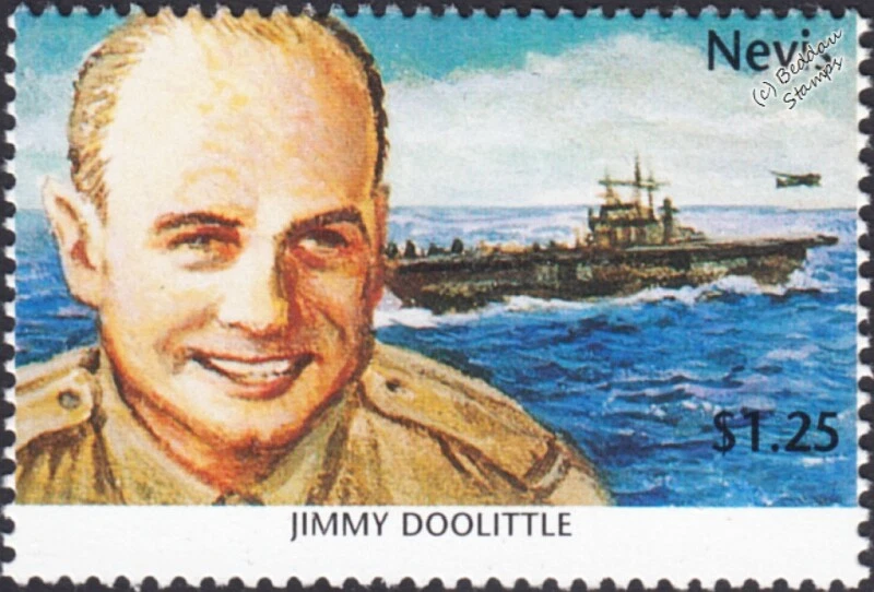 WWII Hero: Jimmy Doolittle Raid / USS Hornet Aircraft Carrier Stamp  — 第 1/1 张图片
