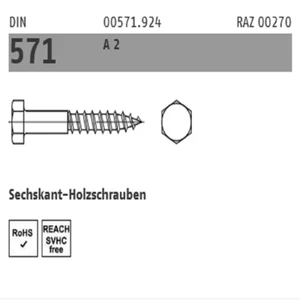 Reyher Holzschrauben 6kant A2 Edelstahl Ø6xXX mm 50 ST - Bild 1 von 2