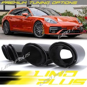 For 2017 2018 -2022 Porsche 971 Panamera 4 Exhaust Tips Gloss Black - Picture 1 of 11