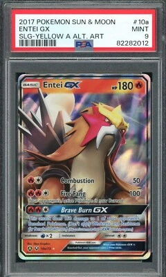 2017 PSA 9 Pokemon Sun & Moon Entei GX Alt Art 10a/73 Shining Legends Card - Image 1 of 2