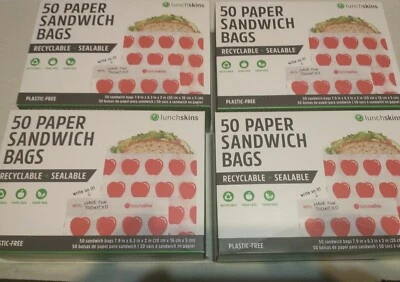 午餐皮 可回收 + 可密封纸三明治 / 小吃袋,苹果,4x50 包 ea。 — 第 1/4 张图片